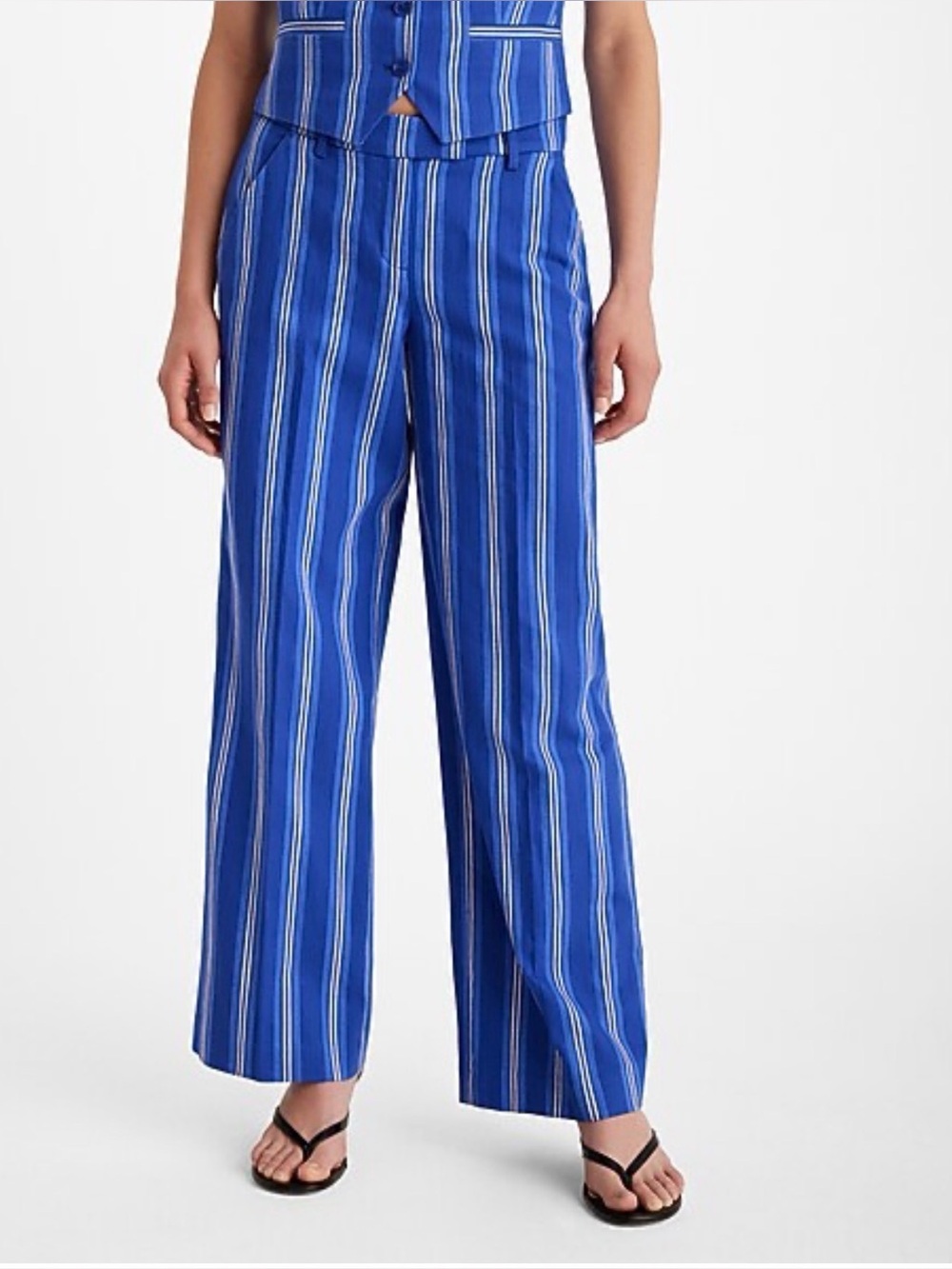 Express Editor Striped Relaxed Trouser Pants Blue White Size 6R